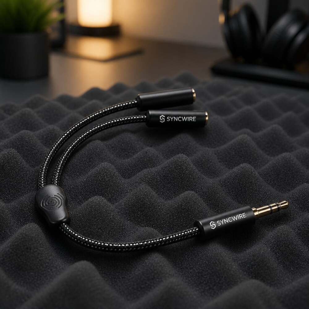 Syncwire 3.5mm Headphone Splitter Cable, Nylon Braided Audio Y-Splitter (0.75ft)